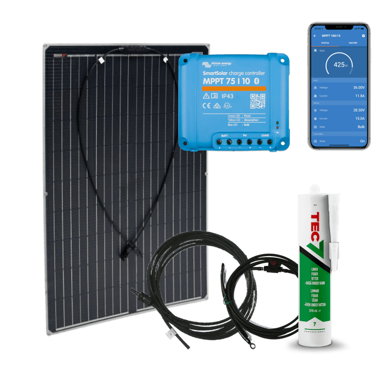 Solcellepakke 130W Båt og Bobil Flexi Marine