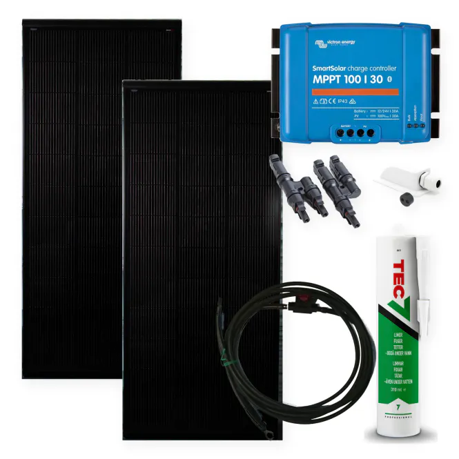 Hovedbillede Komplett solcellepakke bobil 440W (2x220W) med Victron MPPT