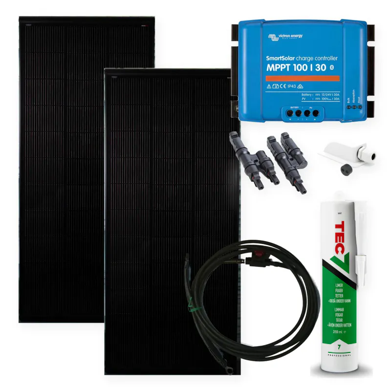 Komplett solcellepakke bobil 440W (2x220W) med Victron MPPT